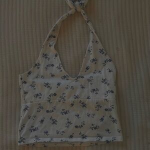 Hollister Blue Floral Halter Tank Top